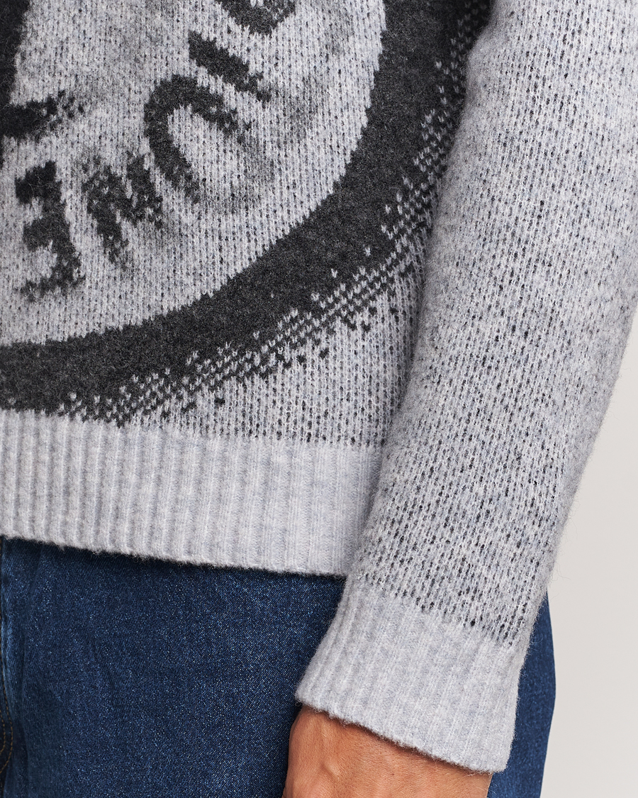 Stone Island Jacquard Knitted Wool Crew Neck Grey at CareOfCarl.com