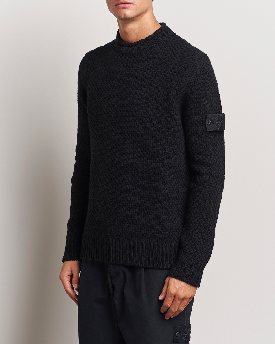 Men | Knitted Jumpers | Stone Island | Ghost Knitted Geelong Mock Neck Black