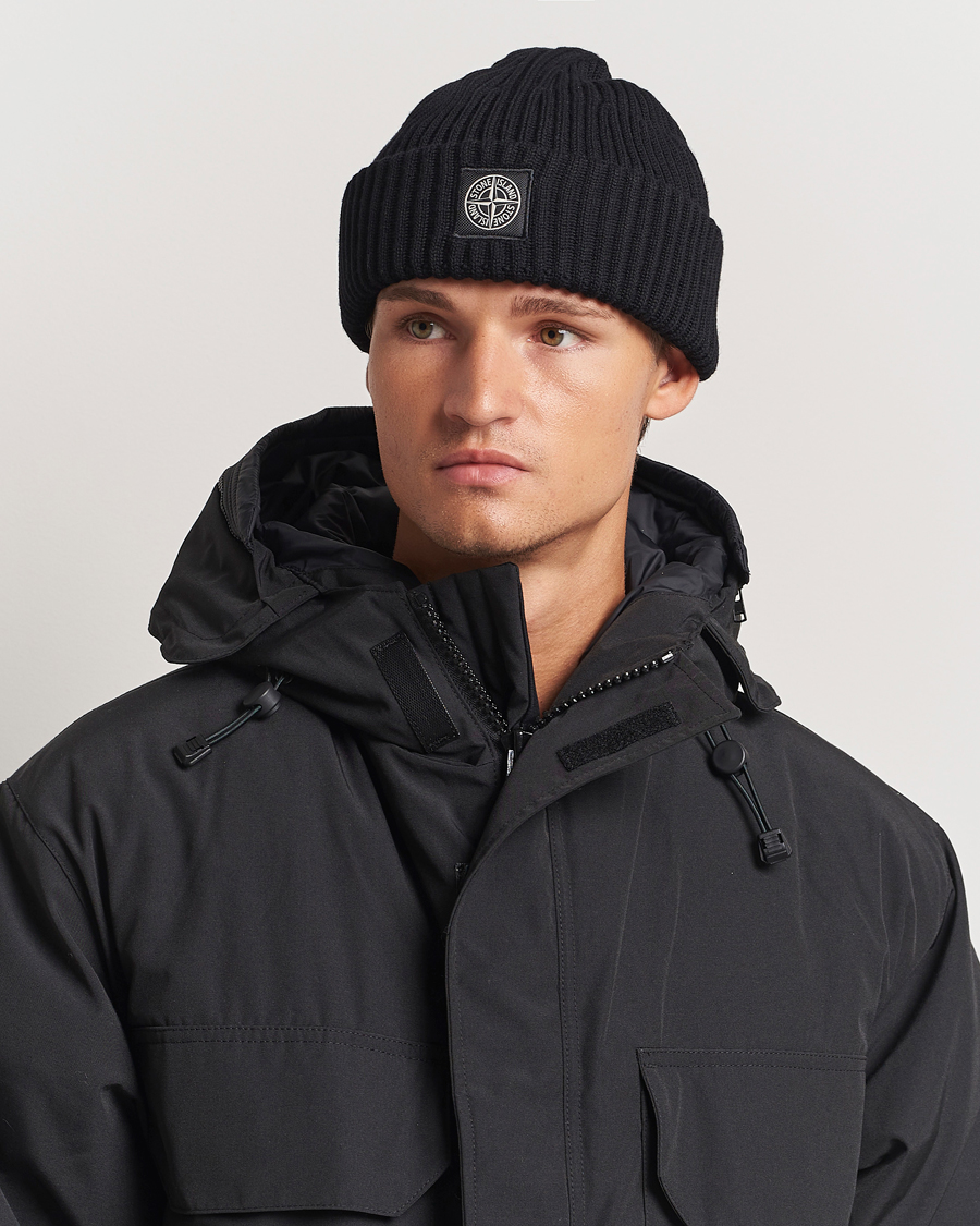 Men |  | Stone Island | Full Rib Wool Beanie Black