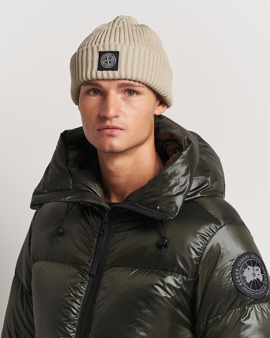 Men | Beanies | Stone Island | Full Rib Wool Beanie Plaster