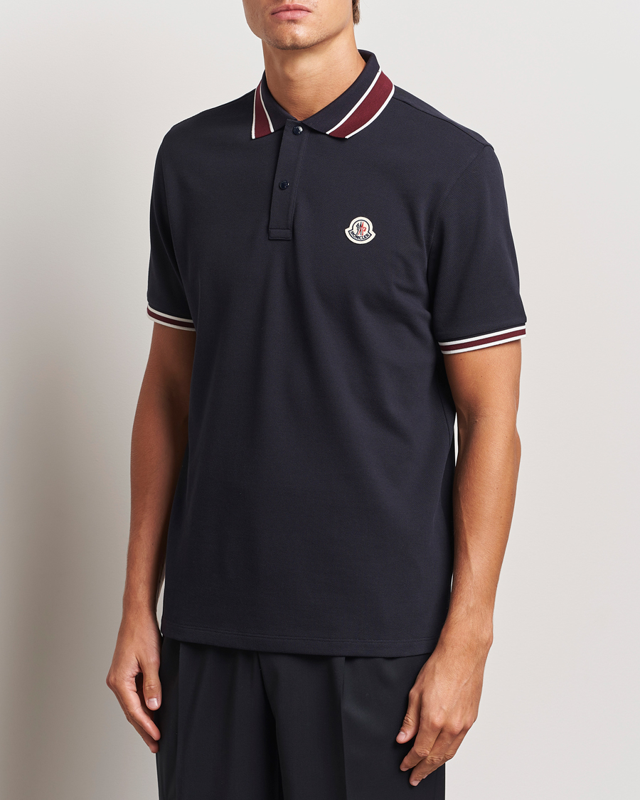 Men | Polo Shirts | Moncler | Double Contrast Collar Polo Navy