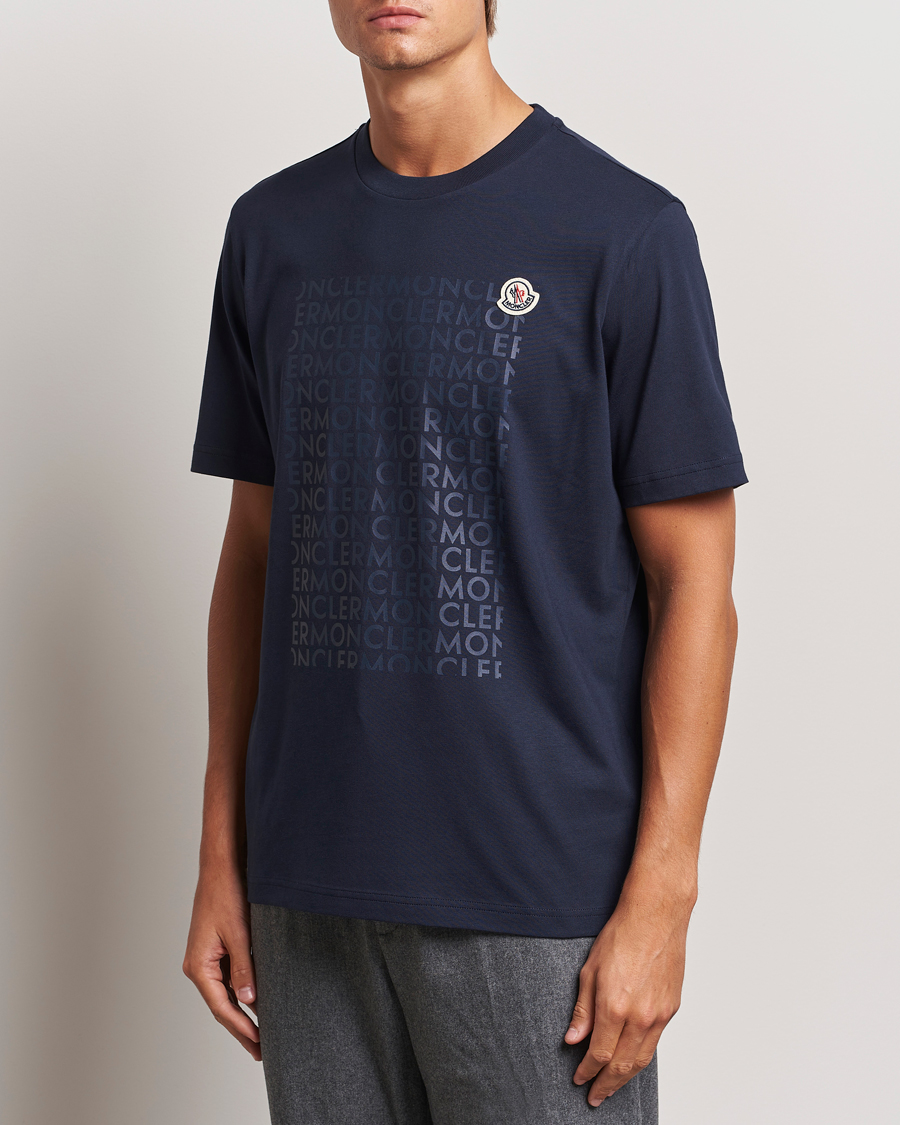 Men |  | Moncler | All Over Lettering T-Shirt Navy