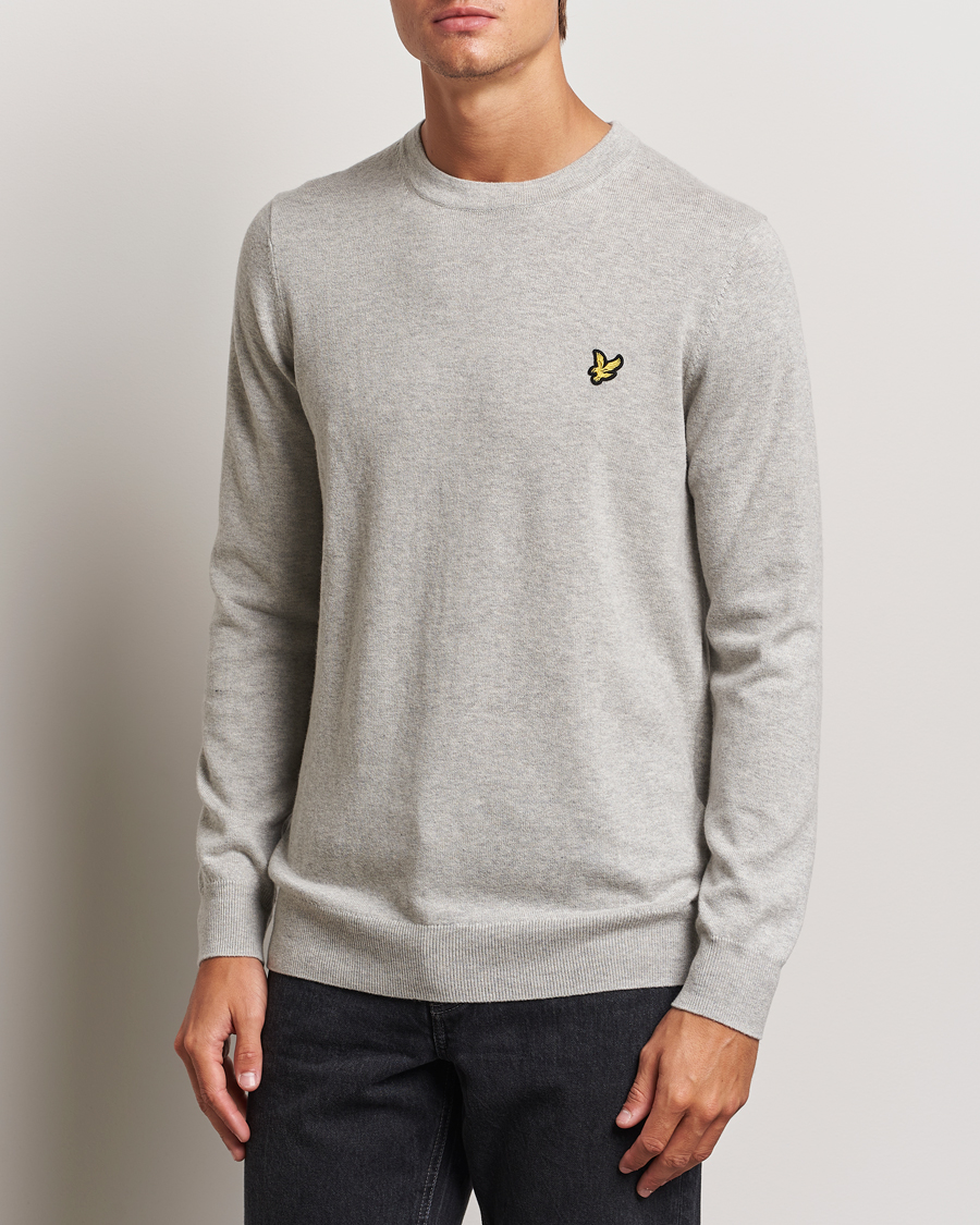 Men |  | Lyle & Scott | Cotton/Merino Crew Neck Jumper Light Grey Marl