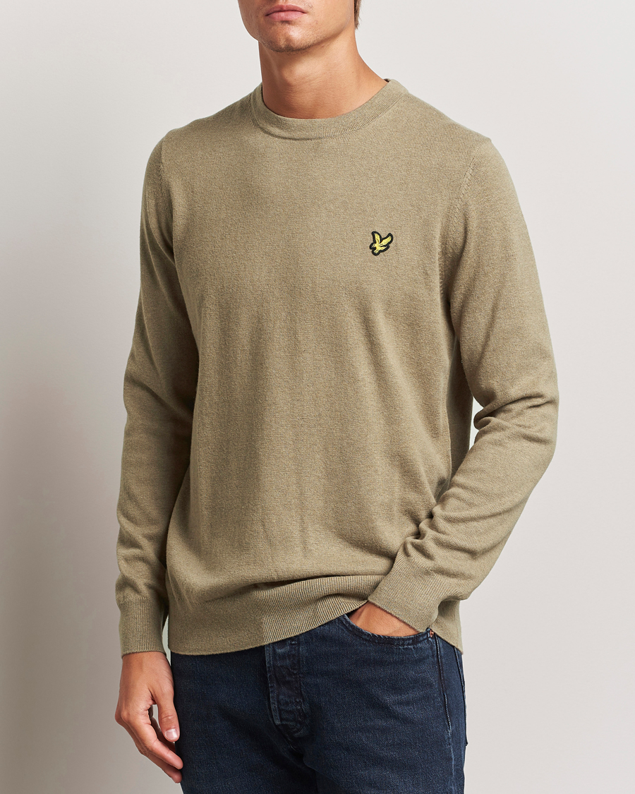 Men |  | Lyle & Scott | Cotton/Merino Crew Neck Jumper Sage Uniform