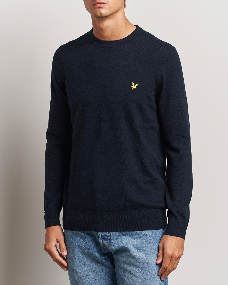 Men |  | Lyle & Scott | Cotton/Merino Crew Neck Jumper Dark Navy