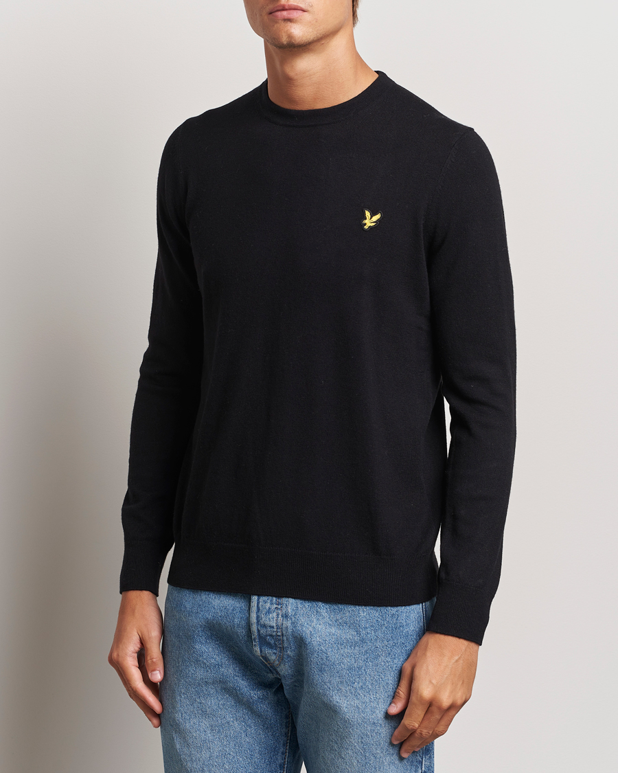 Men |  | Lyle & Scott | Cotton/Merino Crew Neck Jumper Jet Black