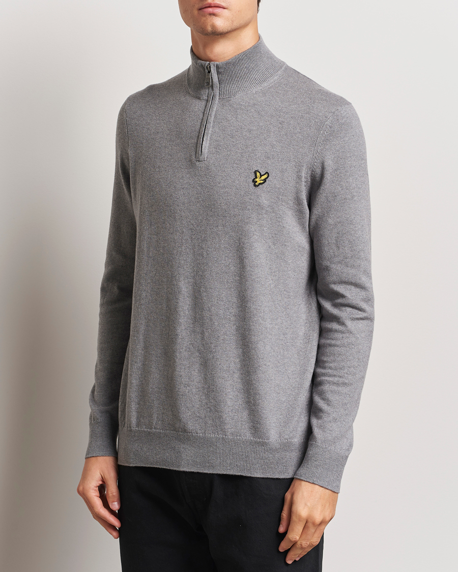 Men |  | Lyle & Scott | Cotton/Merino Half Zip Mid Grey Marl