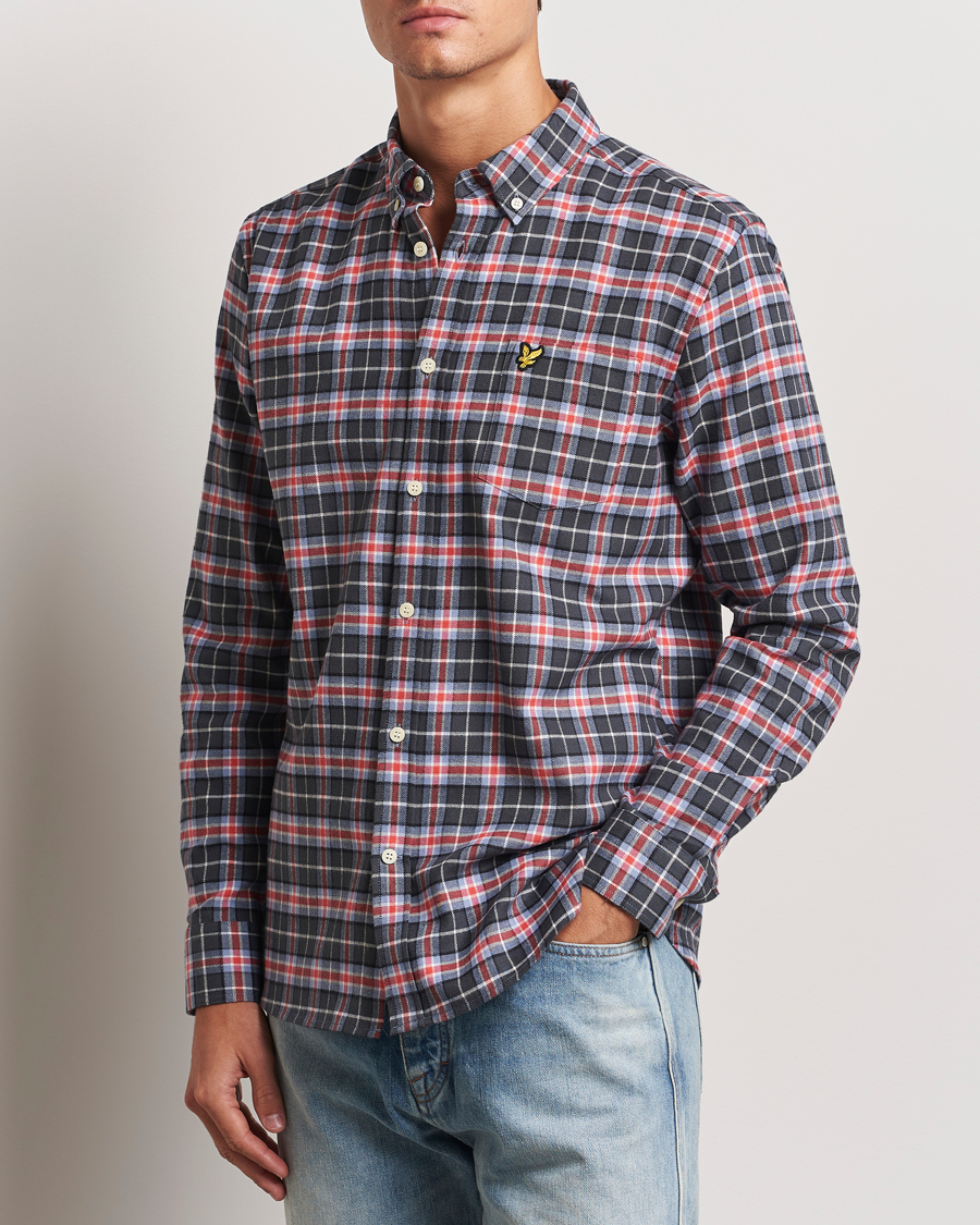 Men |  | Lyle & Scott | Checked Flannel Shirt Blue Smoke