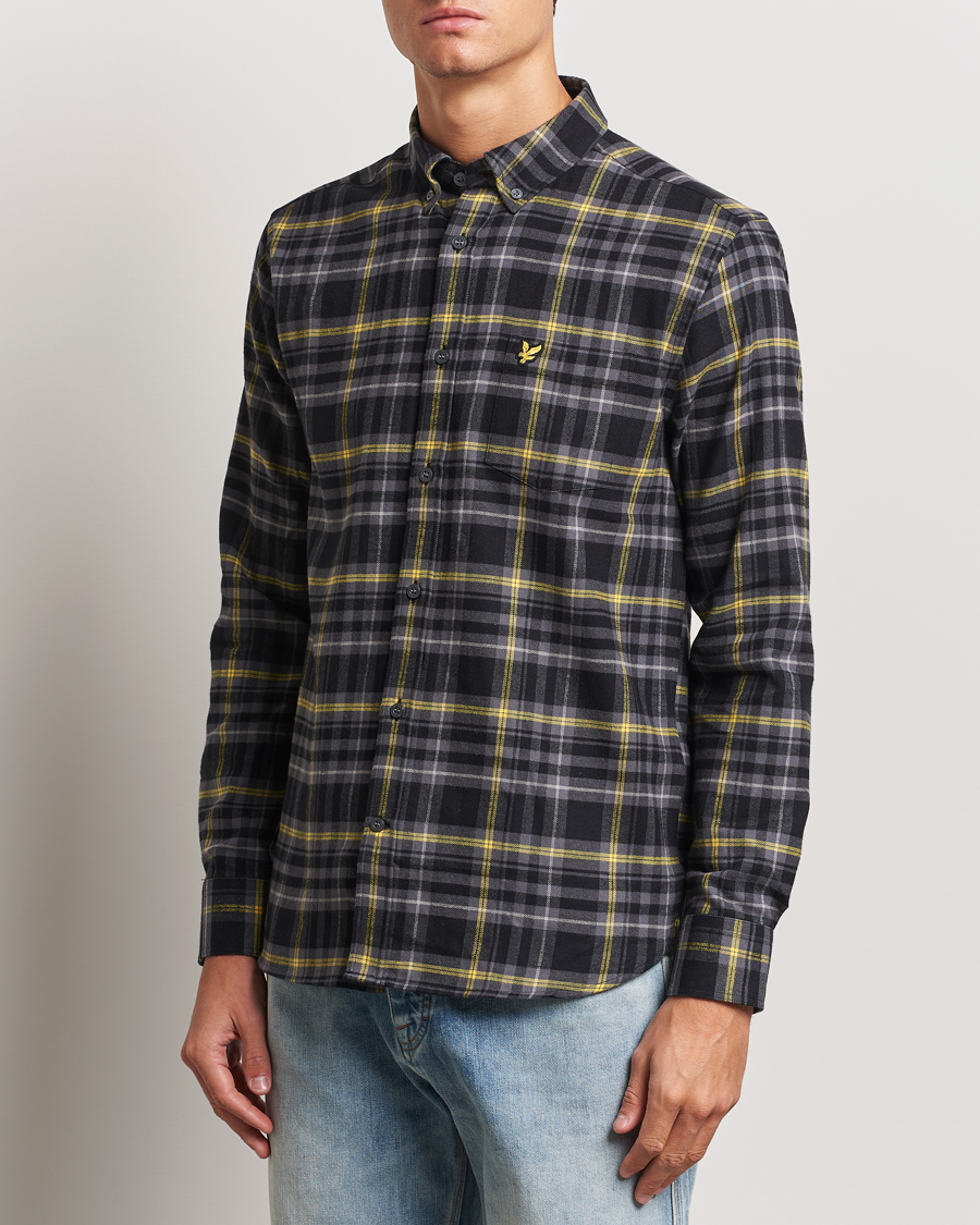 Men | Flannel Shirts | Lyle & Scott | Checked Flannel Shirt Jet Black