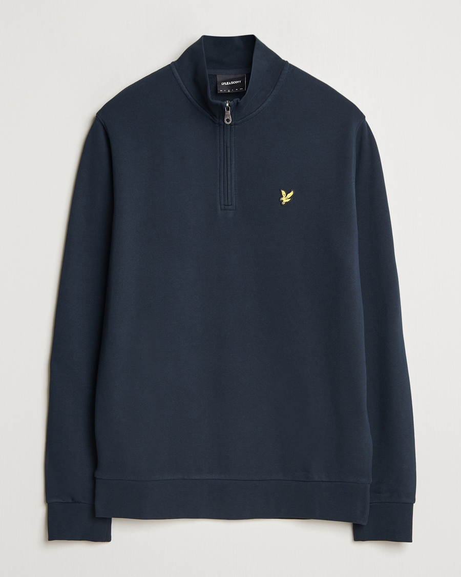 Lyle Scott Loopback Half Zip Sweater Dark Navy at CareOfCarl