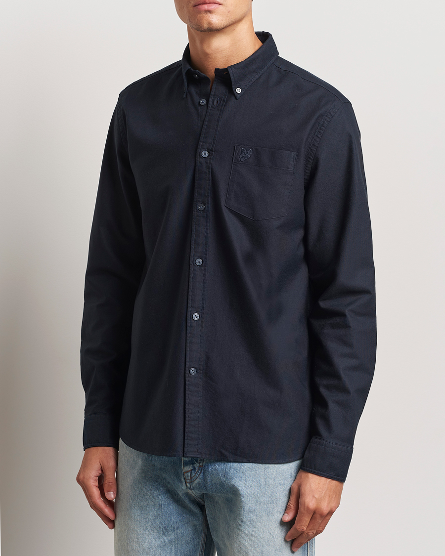 Men |  | Lyle & Scott | Tonal Eagle Plain Oxford Shirt Dark Navy