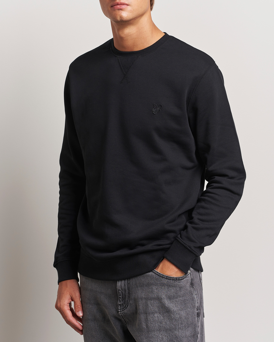 Men |  | Lyle & Scott | Tonal Eagle Crew Neck Sweatshirt Jet Black