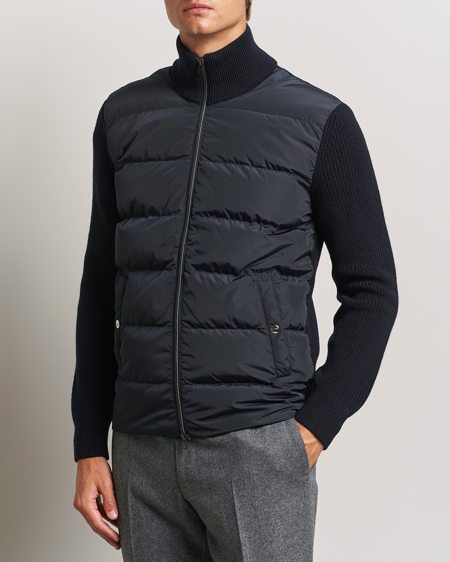 Men |  | Herno | Knitted Hybrid Jacket Navy