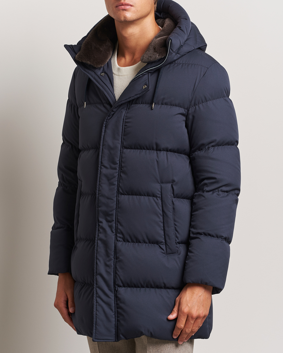 Men |  | Herno | Faux Fur Down Parka Navy