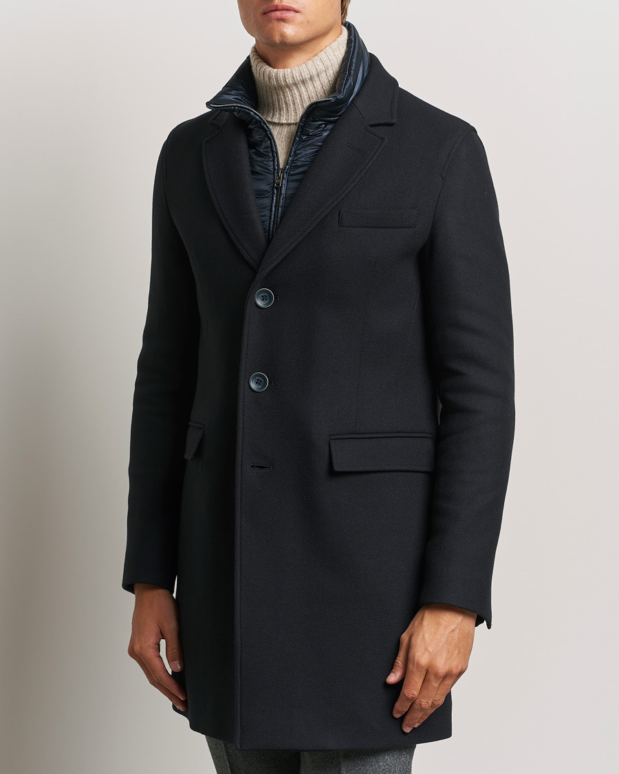 Men |  | Herno | Wool Zip Coat Navy