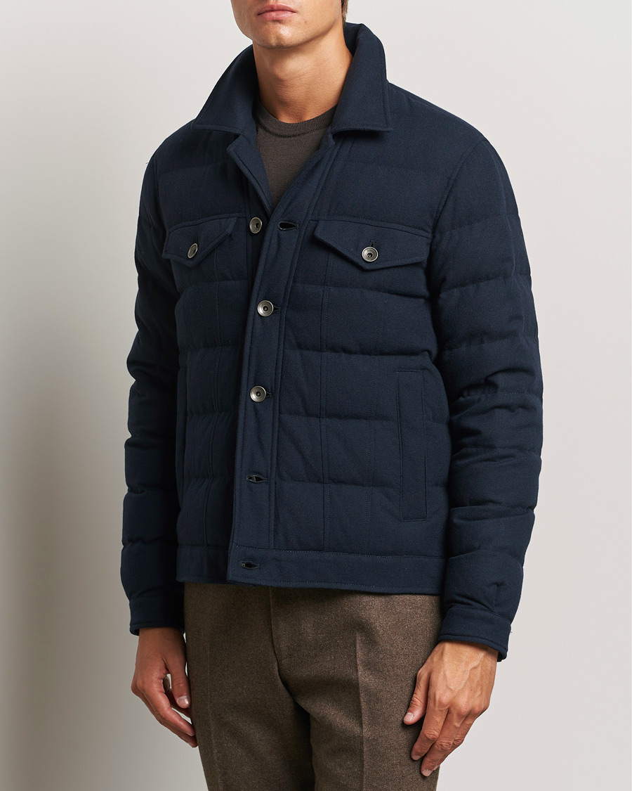 Men |  | Herno | Cashmere Down Biker Jacket Navy