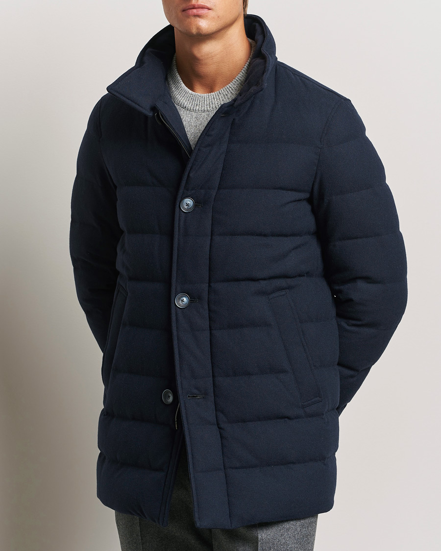 Men |  | Herno | Cashmere Flannel Down Coat Navy