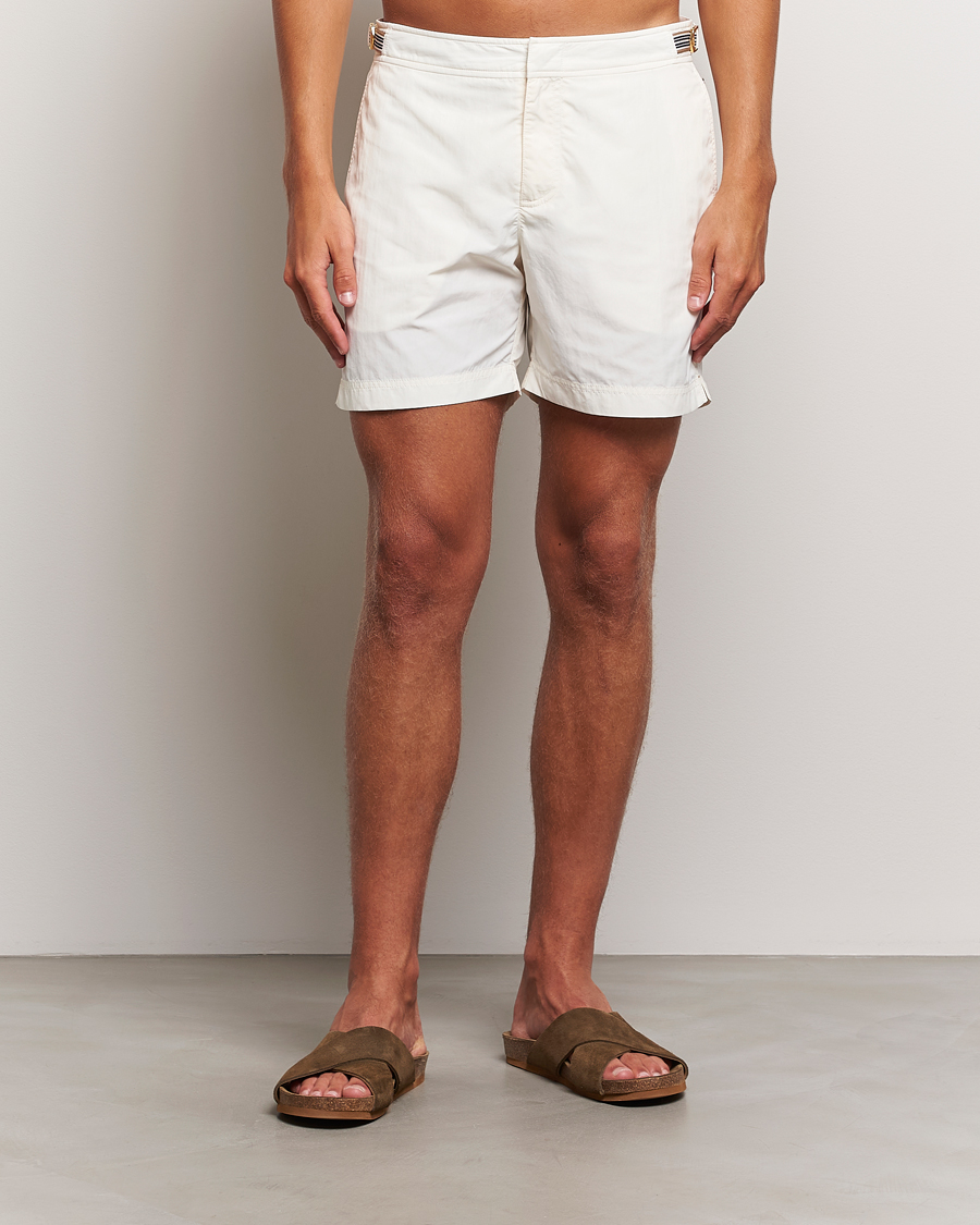 Men | Clothing | Orlebar Brown | Bulldog Ribbon Tape Trim Swimshorts White Sand