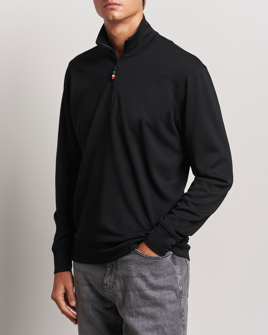 Men | Clothing | Orlebar Brown | Isar Graphite Merino Half Zip Black