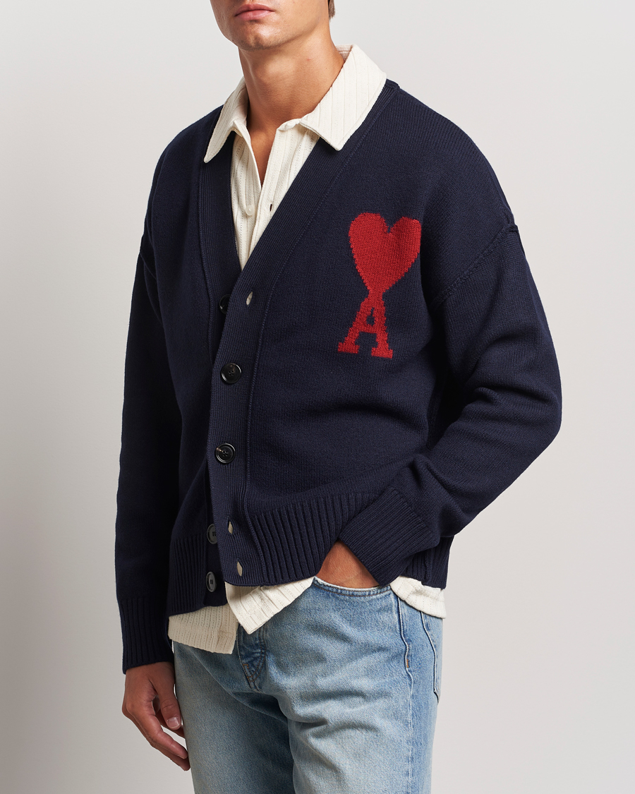 Men |  | AMI | Big Heart Logo Cardigan Navy