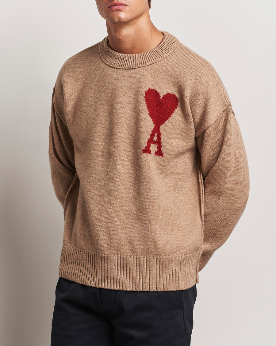 Men |  | AMI | Big Heart Logo Crew Neck Camel