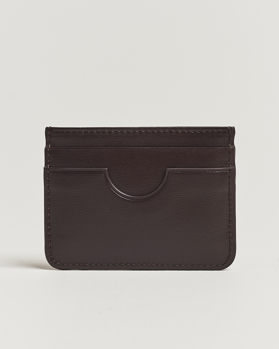 Men | Wallets | AMI | Tonal Logo Leather Cardholder Dark Coffee
