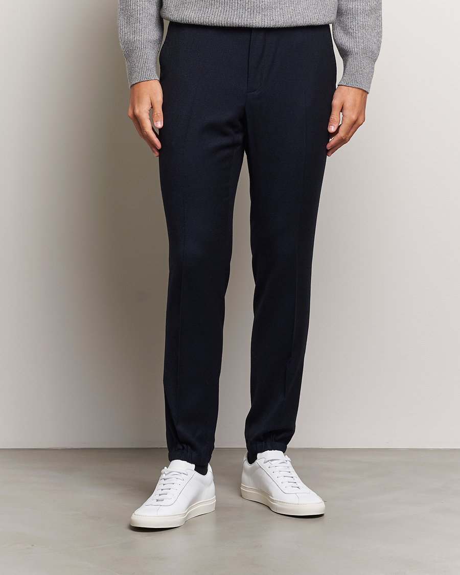 Men |  | Zegna | Techmerino Flannel Drawstring Pants Navy