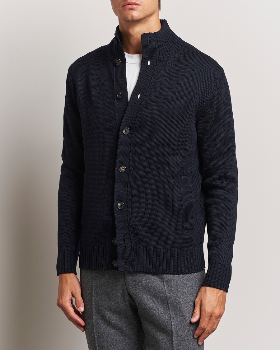 Men |  | Zanone | Virgin Merino Wool Chioto Cardigan Navy