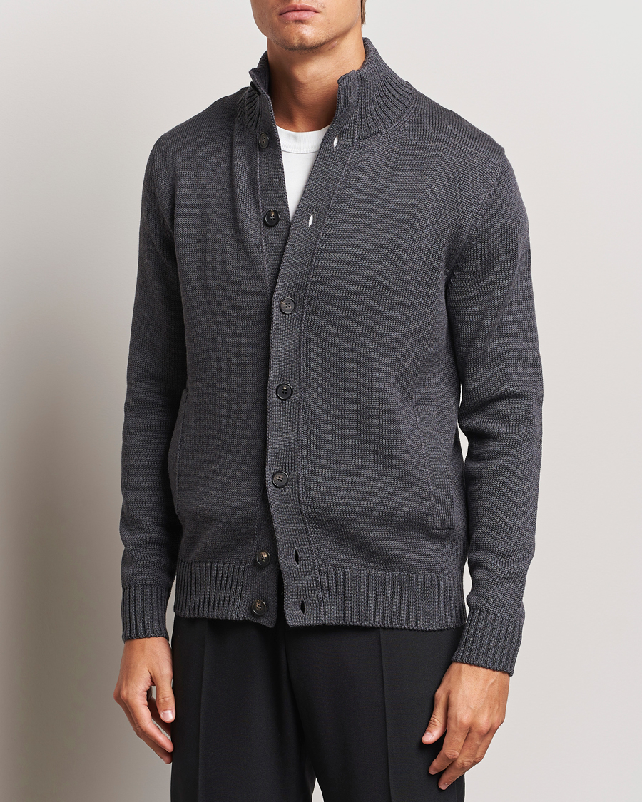 Men |  | Zanone | Virgin Merino Wool Chioto Cardigan Grey Melange