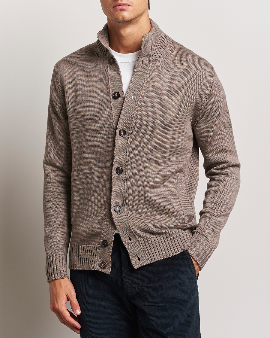 Men |  | Zanone | Virgin Merino Wool Chioto Cardigan Taupe