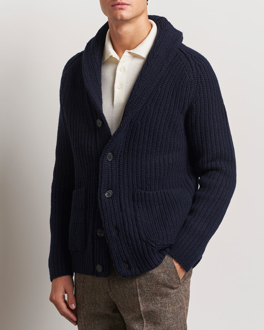 Men |  | Zanone | Shawl Collar Cardigan Navy