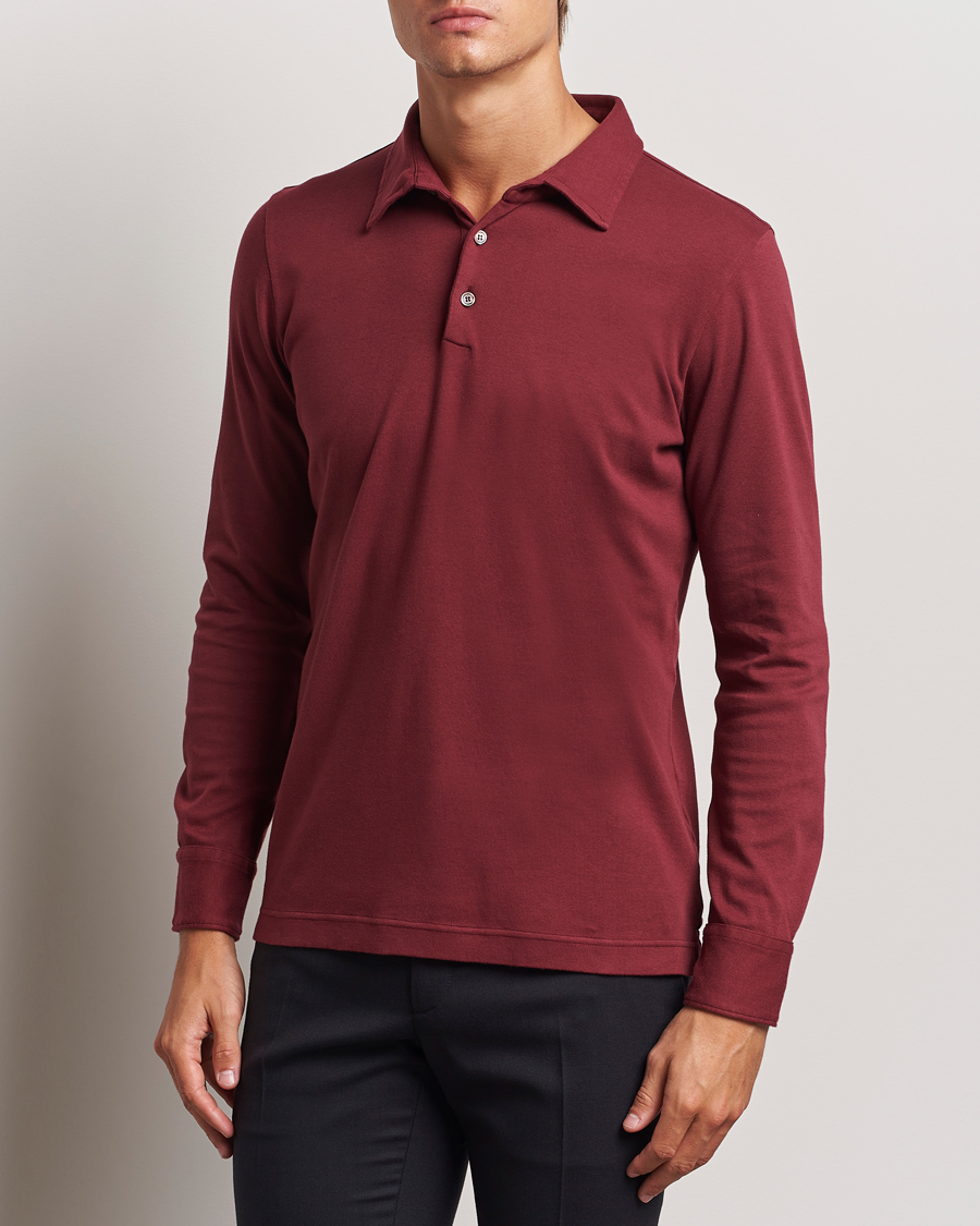 Men |  | Zanone | Heavy Jersey Long Sleeve Polo Bordeaux