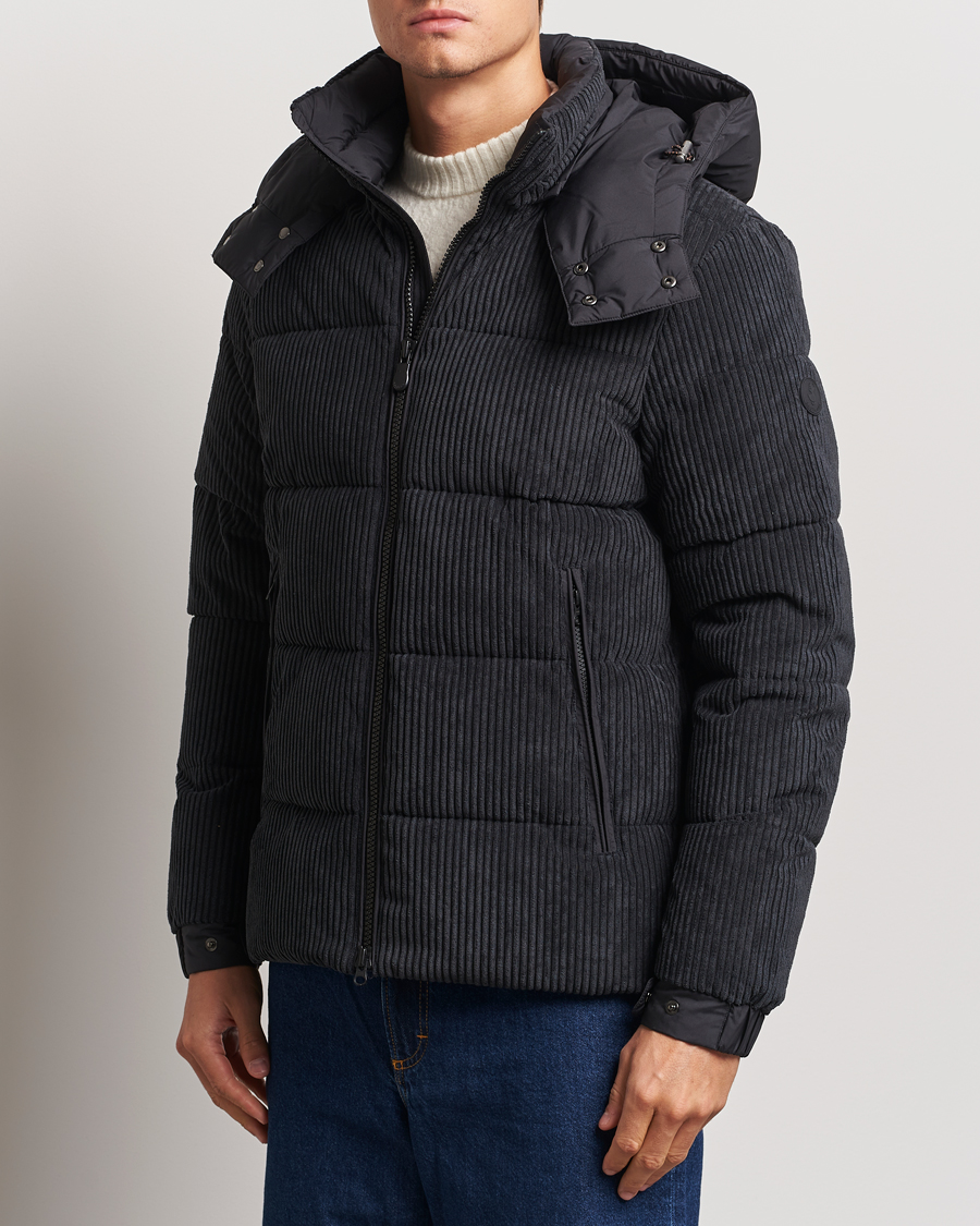 Men |  | Save The Duck | Albus Cord Padded Puffer Jacket Black