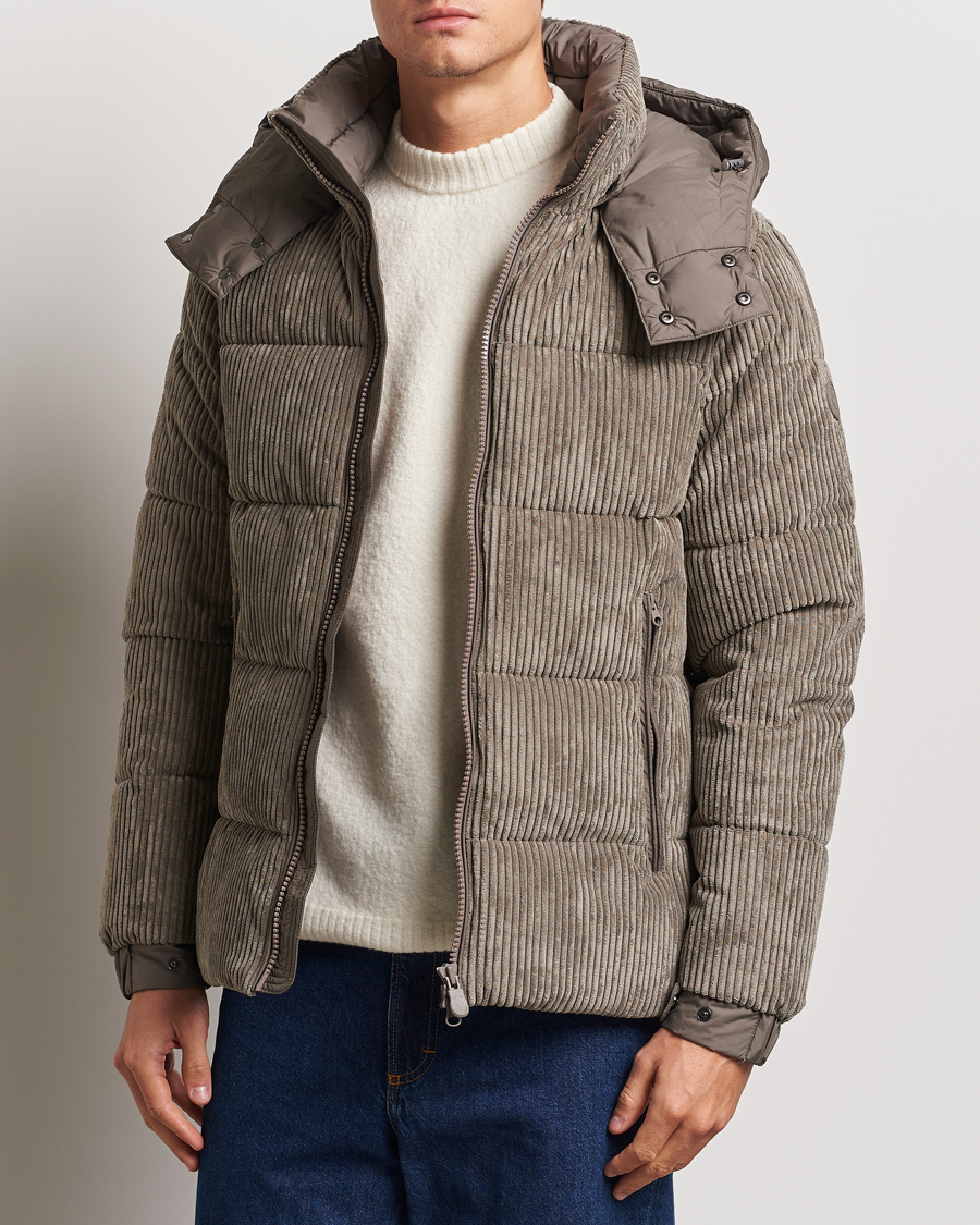 Men |  | Save The Duck | Albus Cord Padded Puffer Jacket Mud Grey