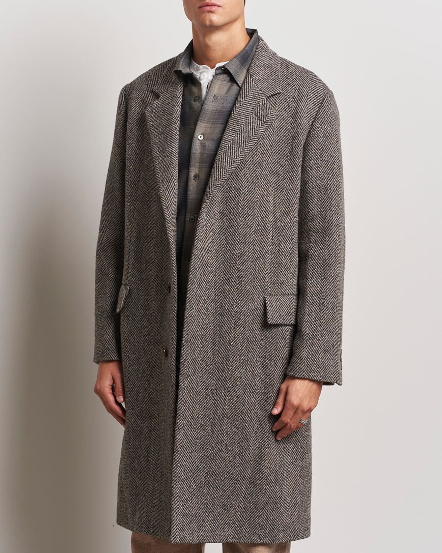 Men |  | Auralee | Wool Tweed Chesterfield Coat Khaki