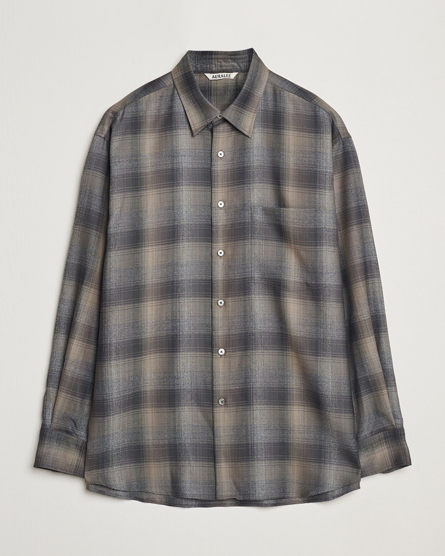 Auralee Superlight Wool Shirt Charcoal Check at CareOfCarl.com