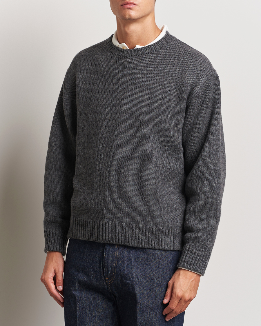 Men |  | Auralee | Soft Wool Cord Pullover Charcoal