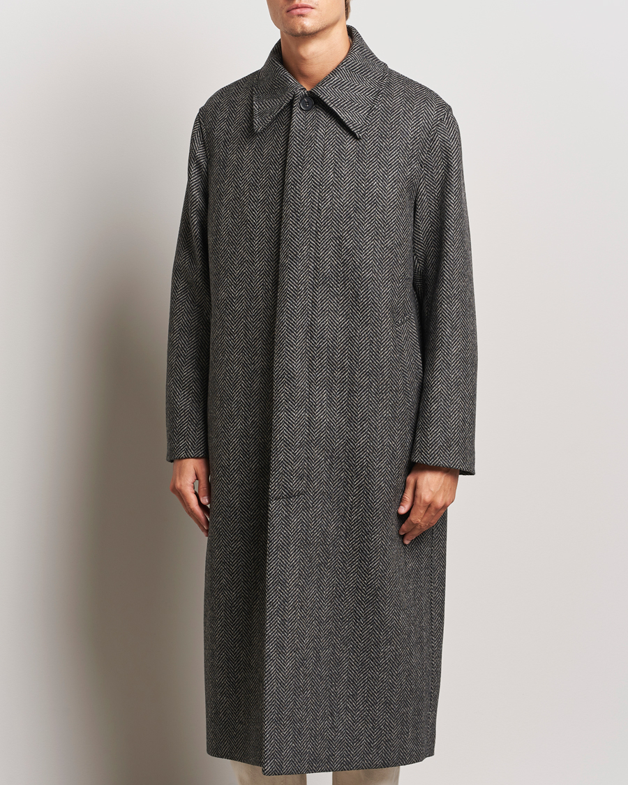 Men | Coats & Jackets | Sunflower | Herringbone Wool Coat Antracite