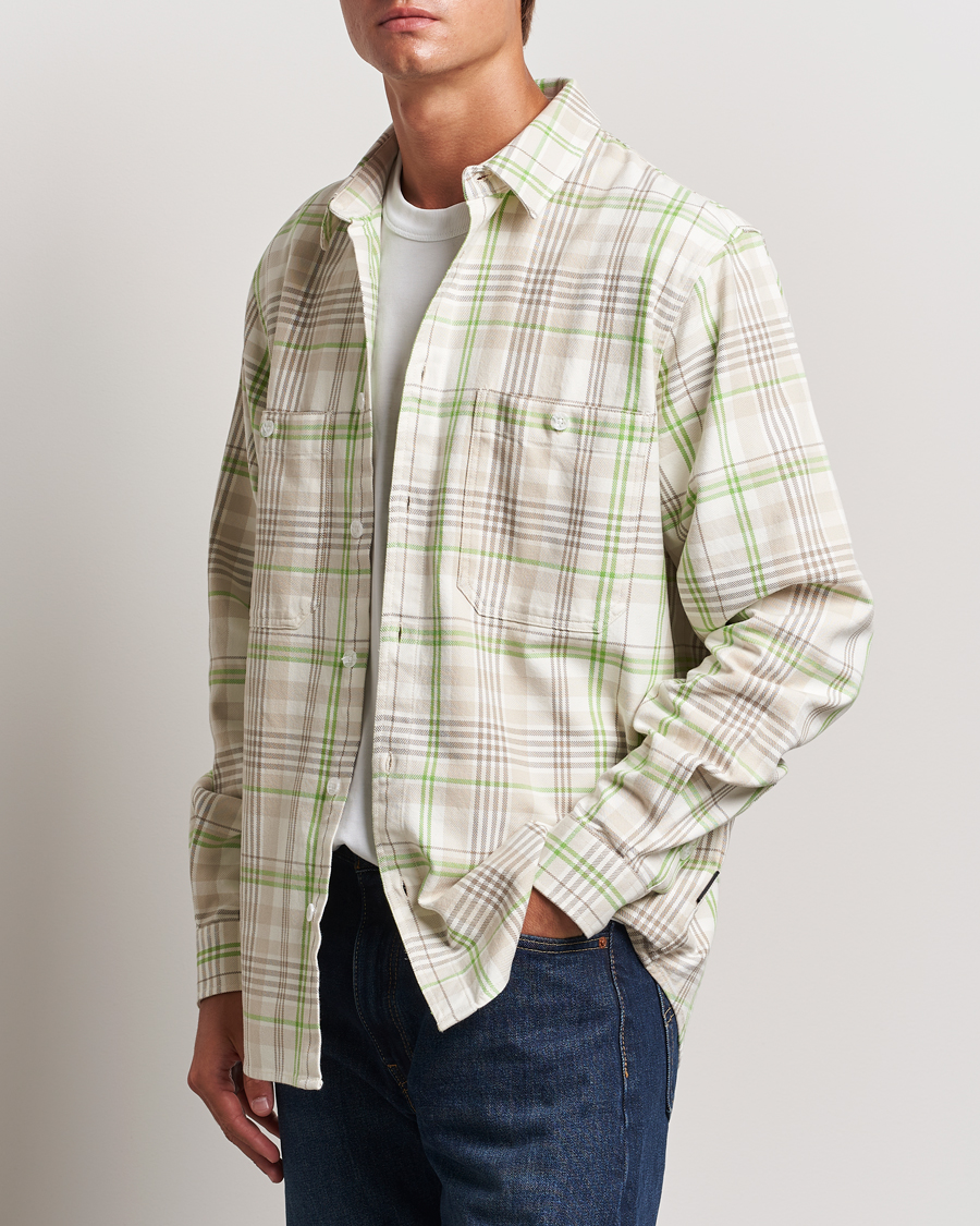 Men | Flannel Shirts | Peak Performance | Heavy Flannel Cotton Shirt Checked Beige