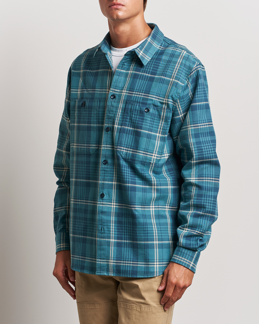 Men |  | Peak Performance | Heavy Flannel Cotton Shirt Checked Blue