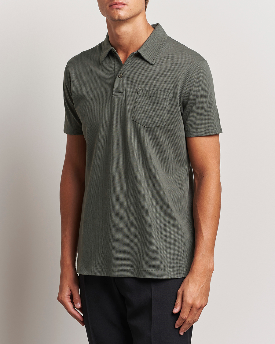 Men |  | Sunspel | Riviera Polo Shirt Drill Green