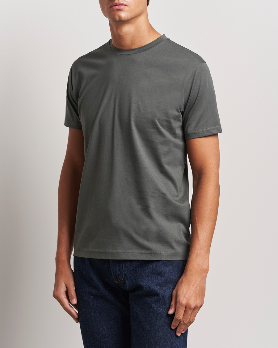 Men |  | Sunspel | Riviera Organic Tee Drill Green