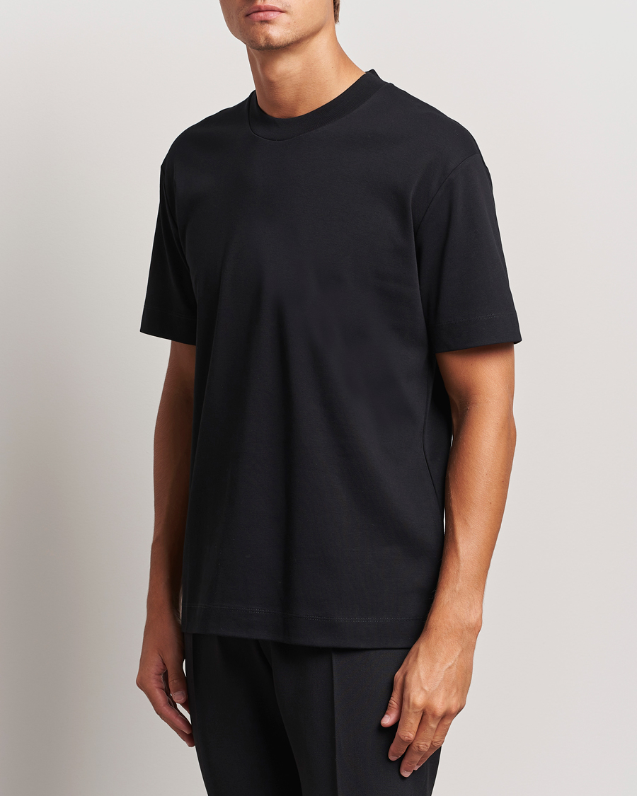 Men |  | Sunspel | Heavyweight Mock Neck T-Shirt Black