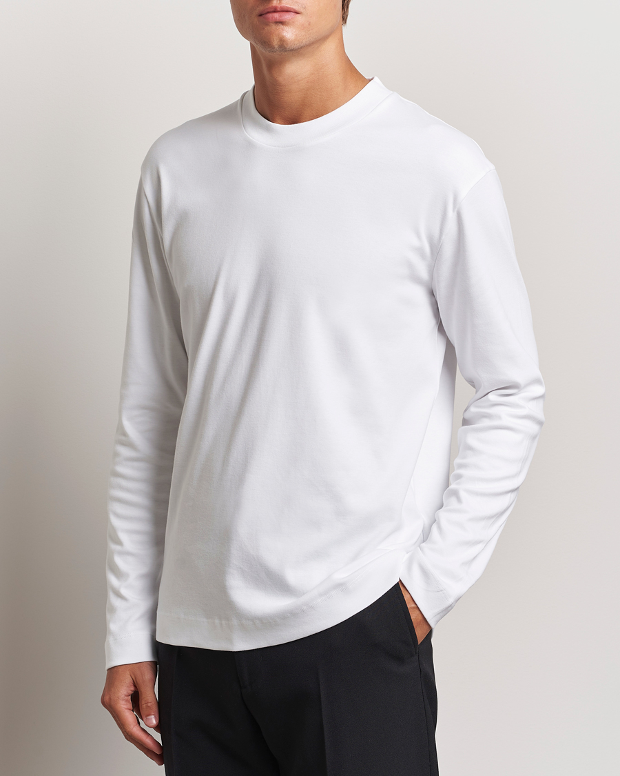 Men |  | Sunspel | Heavyweight Mock Neck Long Sleeve T-Shirt White