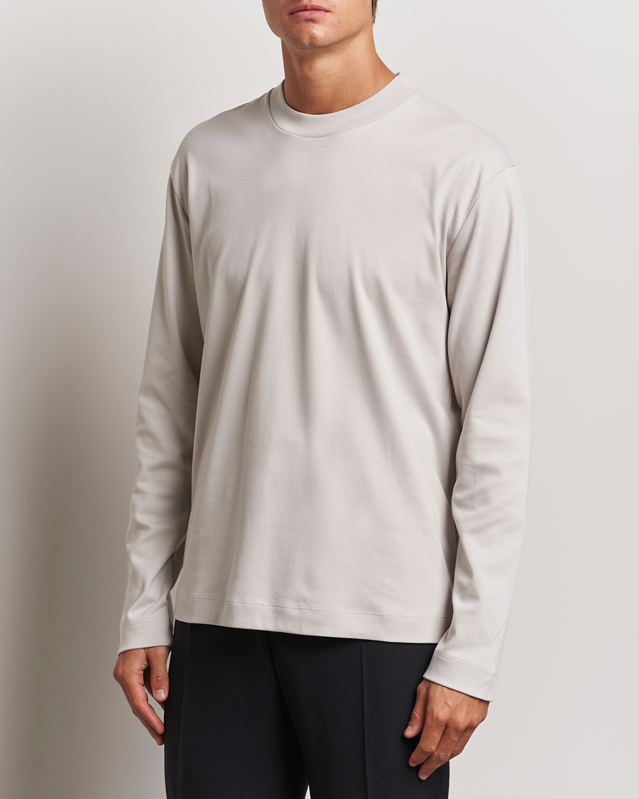 Men | Departments | Sunspel | Heavyweight Mock Neck Long Sleeve T-Shirt Putty