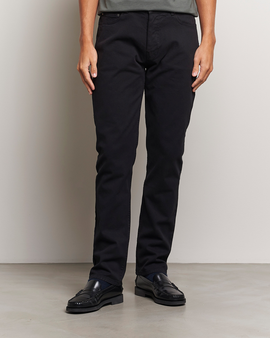 Men | Trousers | Sunspel | Five Pocket Cotton Twill Trousers Black