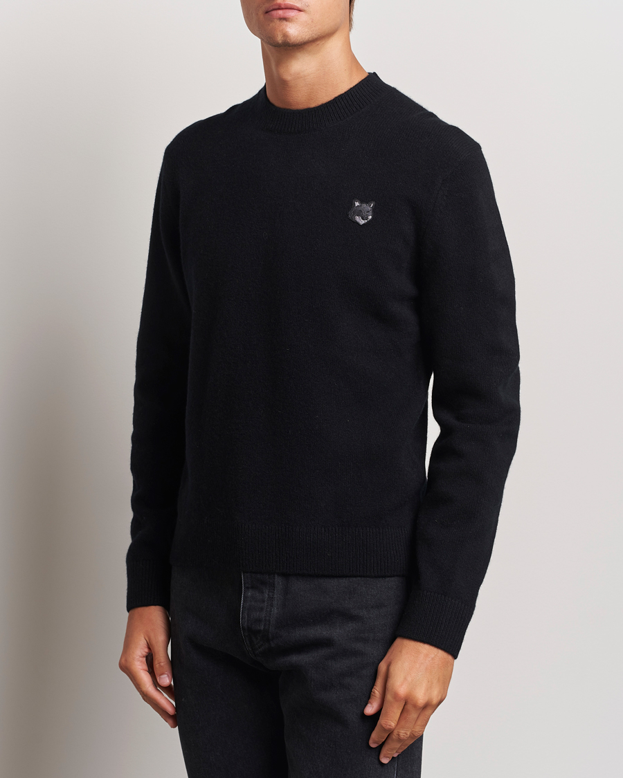 Men |  | Maison Kitsuné | Bold Fox Lambswool Crew Neck Black