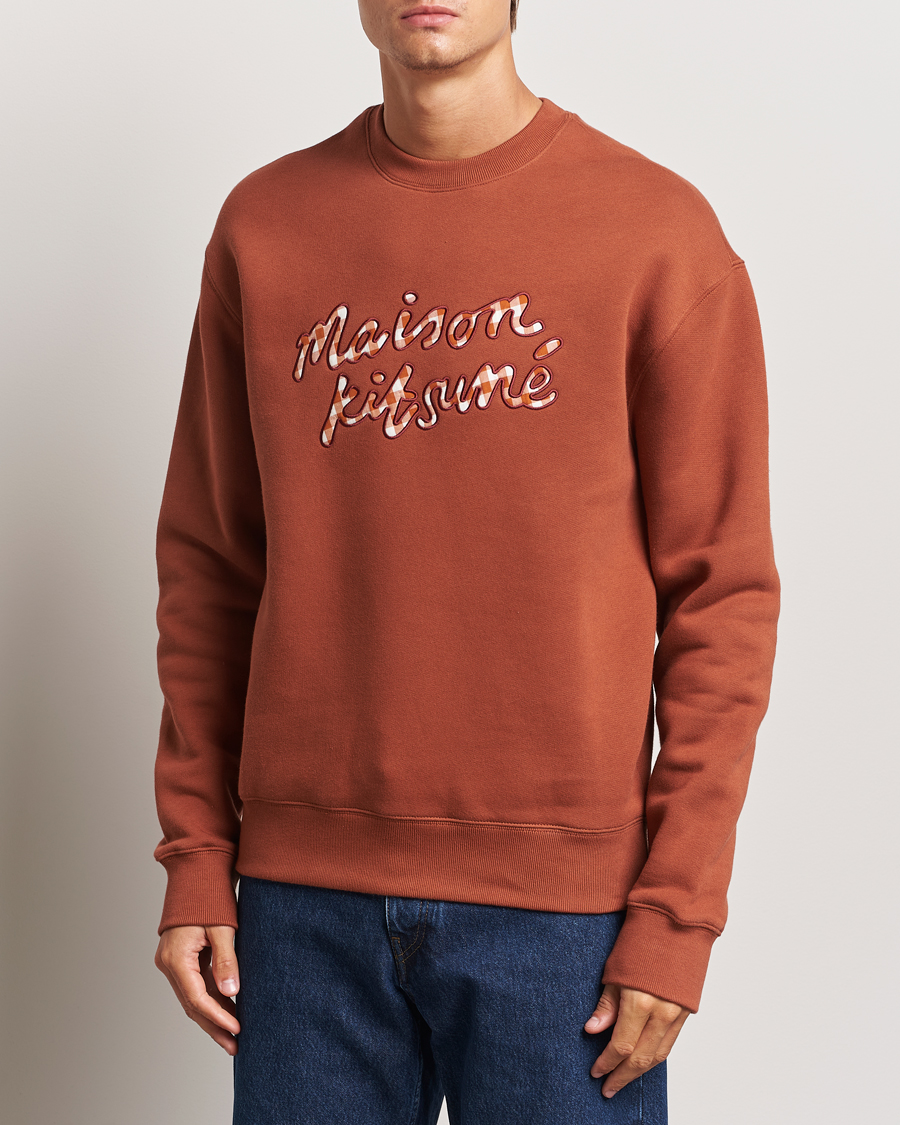 Men |  | Maison Kitsuné | Gingham Handwriting Sweatshirt Pecan