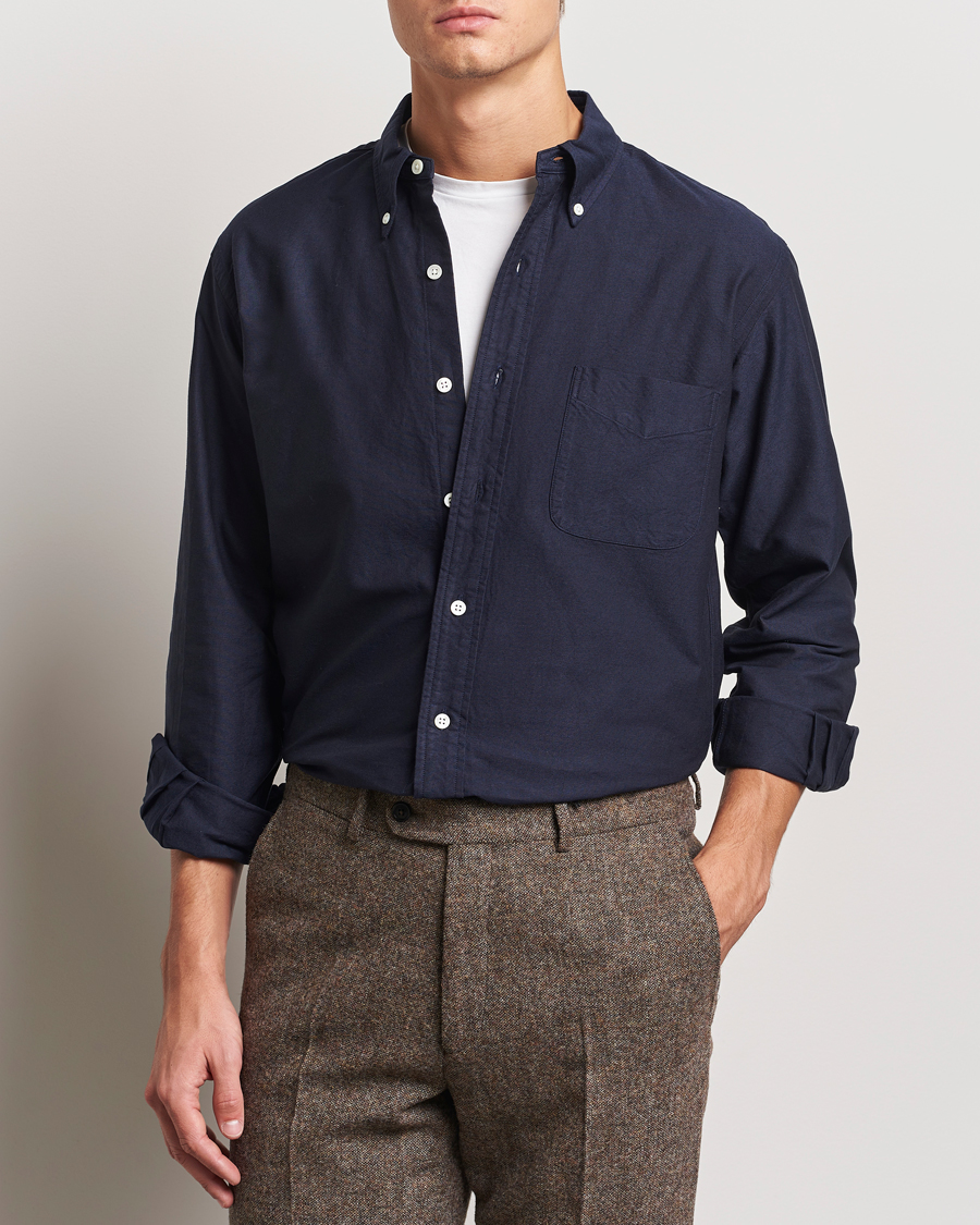 Men |  | Kamakura Shirts | Vintage Ivy Oxford Button Down Shirt Navy