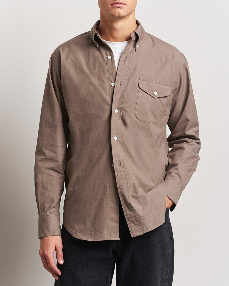 Men |  | Kamakura Shirts | Vintage Ivy Flap Pocket Shirt Khaki